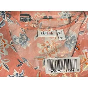 Denim & Co Womens 3X Floral Printed Tank Top Coral Sleeveless Flutter Hem NWT